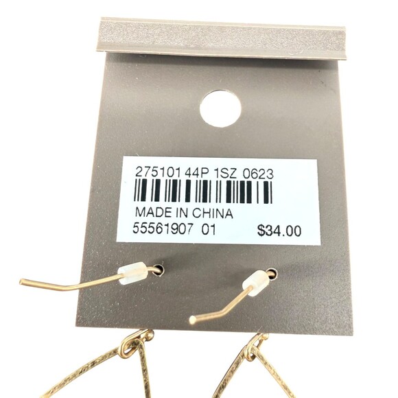 J. Jill Gold Tone Beaded Teardrop Earrings Dangle Drop White Cream Neutral Boho - Picture 7 of 9